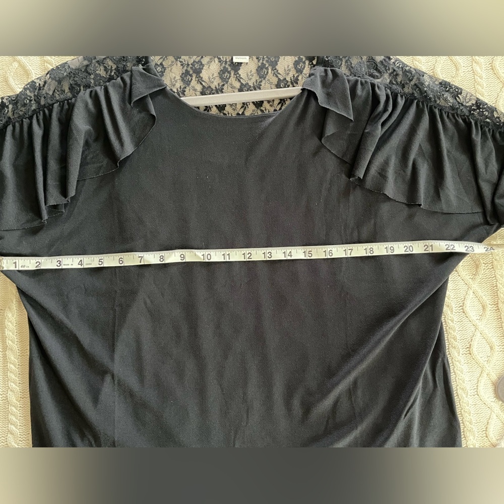 Calligraphie Brand Black with Lace Blouse women’s size Large - Picture 12 of 12